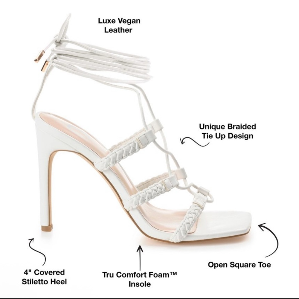 Journee Collection White Jamila Tru Comfort Foam Open Toe Stiletto Pumps Size 9 - Picture 7 of 15